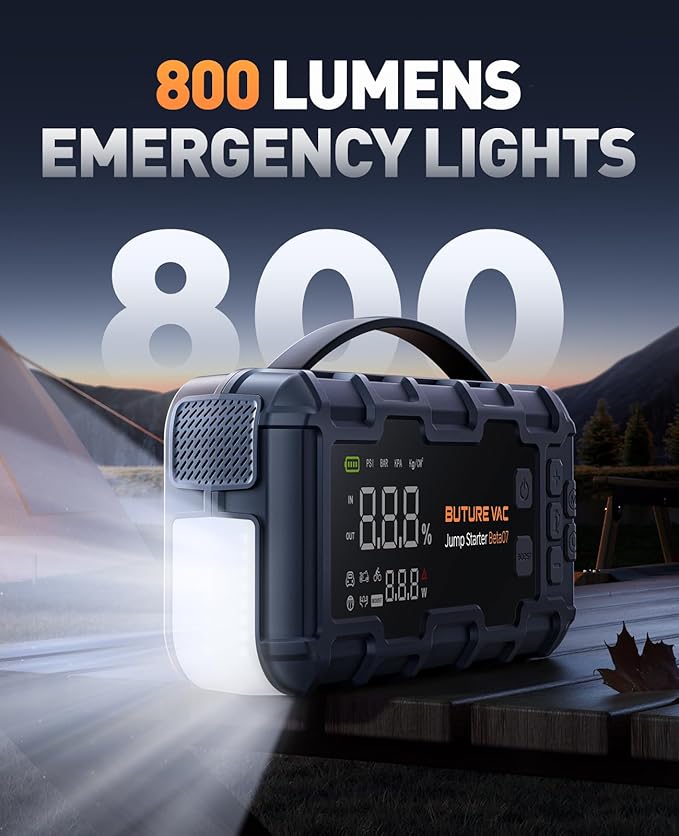 Portable 10-in-1 Car Battery Jump Starter with Air Compressor 8000A 160PSI 45W Charger, Jump Starter Jump Box (All Gas