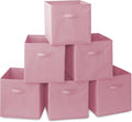 Casafield Set of 6 Collapsible Fabric Cube Storage Bins, Light Pink - 13" Foldable Cloth Baskets for Shelves, Cubby Organizer