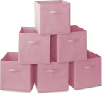 Casafield Set of 6 Collapsible Fabric Cube Storage Bins, Light Pink - 13" Foldable Cloth Baskets for Shelves, Cubby Organizer