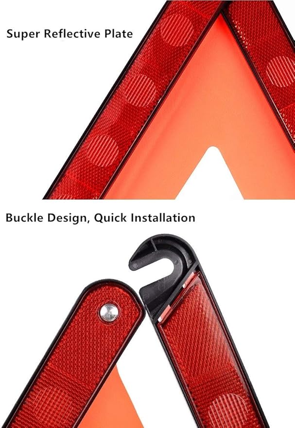 aikko Safety Triangle Kit Road Emergency Warning Reflector Roadside Reflective Early Warning Sign, Foldable 3 Pack of Emergen