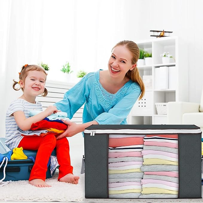 Large Storage Bags, 8 Pack Clothes Storage Bins Foldable Closet Organizers Storage Containers with Durable Handles Thick Fabr
