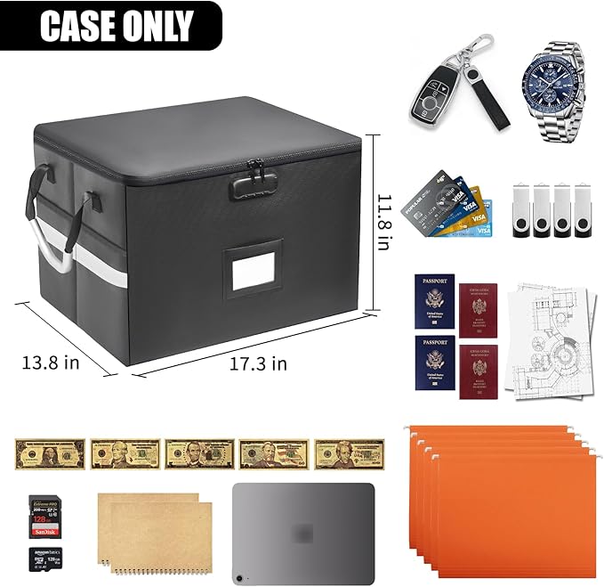 6200°F Upgraded Fireproof Document Box with 10-Layer Heat Decay Structure for Letter Legal Folders Home Office and Business T