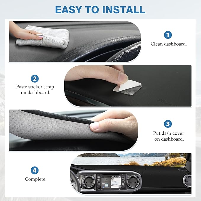 FIILINES Dash Cover for Toyota Tacoma 2016-2023 Accessories Dashboard Mat Dash Cover for Tacoma Accessories Sunshade Nonslip 