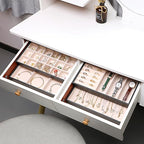 LANDICI Stackable Jewelry Organizer Trays 4 Set,PU Leather Jewelry Organizer Drawer,Jewelry Storage Display Tray for Earring 