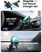Lamicall for MagSafe Car Mount Charger - 15W Magnetic Wireless Car Charger Vent Dashboard, 360° Rotation Magnetic Phone Holder for Car Charging HandsFree for iPhone 17 16 Pro Max