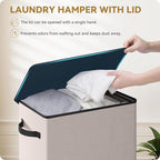 SOLEDI Slim Laundry Hamper with Lid, Narrow Laundry Basket with Removable Bags, Dirty Clothes Hamper with handle, Small Hampe