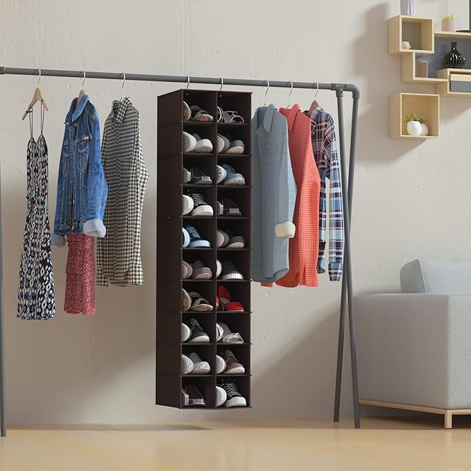 Libeder Hanging Shoe Organizer for Closet, Hanging Closet Organizers 20 Section Shoe Shelves, Space Saving Shoe Holder & Stor