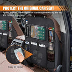 2PCS Car Backseat Organizer, Waterproof Oxford Fabric Auto Back Seat Protector Kick Mats with Clear 10" Tablet Holder & 5 Storage Pockets, Universal Vehicles Travel Accessories