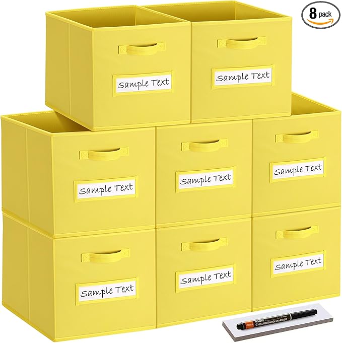 artsdi Fabric storage cubes (8 Pack) 13 Inch Cube Storage Bin, cube organizer bins with 8 Labels Window Cards & a Pen, Foldab