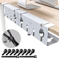 NODOCA No Drill Under Desk Cable Management Tray, 17'' Wire Management, Punch-Free Clamp on, Metal Cable Tray, Wire Organizer