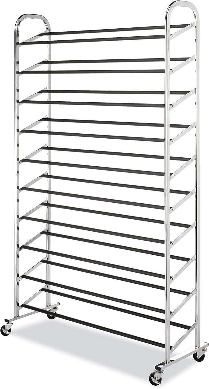 Whitmor 10 Tier Shoe Tower, 50 Pair, Chrome
