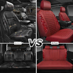 CAR PASS Bling Diamond Burgundy Leather Car Seat Covers Full Sets Interior Sets, Waterproof Shining Glitter Sparkly Crystal U