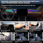 Dreamcolor Acrylic Interior Car LED Strip Light with USB/Type C/4-Port Cigarette Lighter, RGB 10 in 1 with 187 inches 650 LEDs Ambient Lighting Kits, Sound Active Function Neon Led Strips for Car