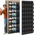 Windyun 40 Over the Door Shoe Organizer Large Breathable Mesh Pockets Hanging Shoe Rack for Closet Black Behind Door Hanger S