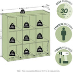 Furinno Cubicle Book Shelf, 9-Cube Bookshelf, Extra Thick Frame Reversible Bookcase with Open Back, 14.6" x 44" x 44", for Li