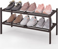 Smiry Bamboo Shoe Rack 2-Tier, Stackable Wooden Shoe Organizer for Entryway & Closet, Free Standing Wood Shoe Storage Shelf f