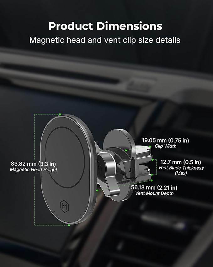 Magsafe Magnetic Phone Car Mount - Magnetic Cell Phone Holder for Car - Perfect for Magsafe Compatible Device iPhone 12-17 & iPhone Air, Galaxy, Smartphone - for Air Vent