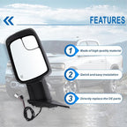 Left Driver Side Mirror Compatible With 2019-2026 Ram 1500 With Manual Folding Heated Turn Signal Puddle Light Temperature Sensor Matte Black Replace#5ZK43KARAH(8+2Pins)