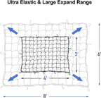 Amiss 3' x4' Stretches to 6' x 8' Truck Cargo Net, Roof Rack Cargo Net for Pickup Trucks SUV, Heavy Duty Truck Bed Cargo Bungee Net with 12 Blue Clips and Storage Bag， Car Exterior Accessories