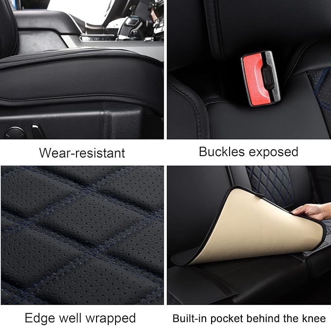 MIROZO Seat Covers Full Set, Car Seat Covers Blue Faux Leather Seat Covers Automotive Seat Covers Car Seat Protector for SUV 