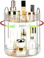 360 Rotating Makeup Organizer, 2 Tier Lazy Susan Bathroom Counter Organizer, Skincare Organizers, Spinning Perfume Organizer 