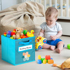 Cube Storage Bins, 6 Pack 11 Inch Fabric Storage Bins with Handle and Label Window, Foldable Storage Cubes, Colorful Fabric B