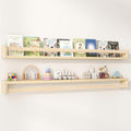 Fun Memories Nursery Book Shelves Set of 2, 48 Inch Solid Wood Wall Book Shelves, Kids Room Floating Shelves Organizer & Toy 