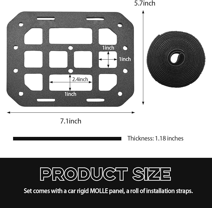 Car Rigid MOLLE Panel, Headrest Rigid Panel Tactical Gear Holder MOLLE EDC Organizer, Modular Storage Pouch Headrest ABS Truck Mount Panel, Universal Car Accessories