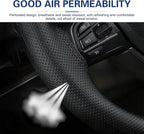WZP Genuine Leather Steering Wheel Cover, Custom Stitch On Steering Wheel Wrap, Breathable Non-Slip Steering Wheel Protector 