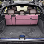 AUCELI Car Trunk Organizer, Backseat Hanging Large Storage with Adjustable Straps, Waterproof Collapsible Cargo Bag with 4 Pockets, Sturdy Space Saver Frees Trunk Floor for SUV, Truck, MPV
