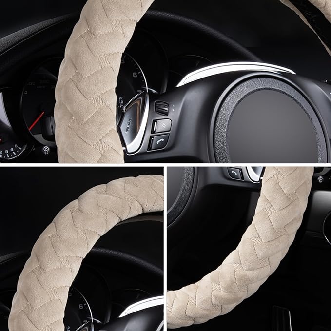 Flying Banner car Steering Wheel Cover Massage Velvet Warm Universal Size 15 inches SUV Truck Anti Slip Odorless Summer Winte
