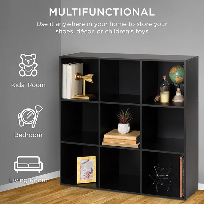 Best Choice Products 9-Cube Storage Organizer, 11in Shelf Opening, Bookcase, Display Shelf, Customizable w/ 3 Removable Back 