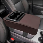 Car Center Console Armrest Pillow, Memory Foam Auto Armrest Box Cover with Cup Holder & Phone Holder, Waterproof Leather Arm Rest Protector Cushion, Interior Car Accessories (Coffee)