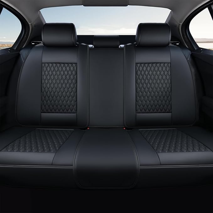 Coverado Rear Seat Covers, Leather Seat Cover for Car, Universal Waterproof Automotive Seat Cushion Protector for Most Cars T