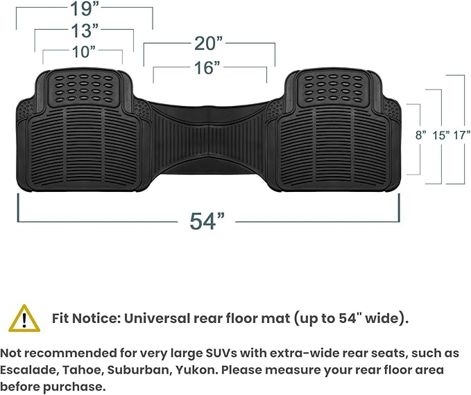 FH Group Car Floor Mats - Heavy-Duty Rubber Floor Mats for Cars, Universal Fit Rear Set, Trimmable Automotive Floor Mats, ClimaProof Floor Mats For Most Sedan, SUV, Truck Floor Mats Beige