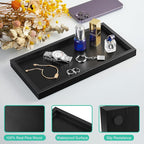 ALELION 11.7" Bathroom Vanity Tray for Counter - Black Wood Decorative Tray for Toilet Tank Makeup Perfume Jewelry Catchall C