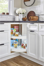 Rev-A-Shelf 24" Pie-Cut Dual Tier Lazy Susan Organizer for Corner Base Kitchen Cabinets, Plastic Home Rotating Storage Shelve
