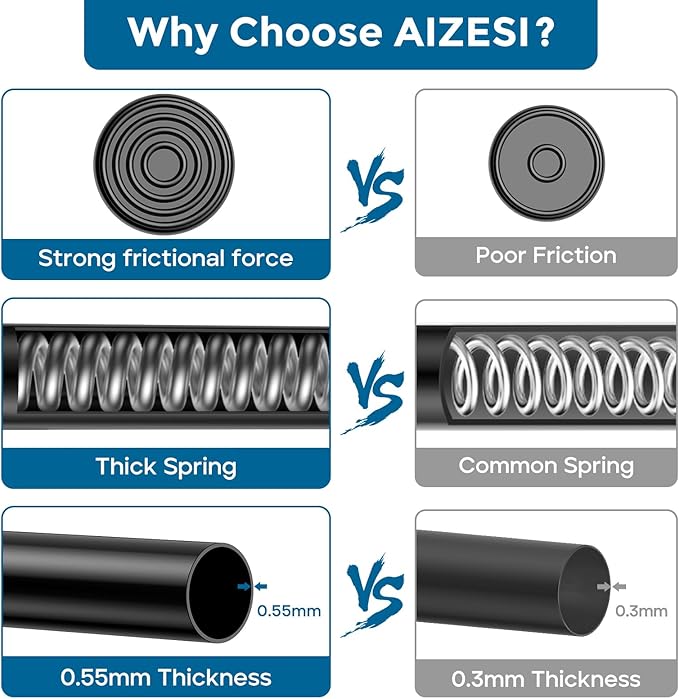 AIZESI 6PCS Tension Curtain Rod 16 to 28 Inch Black No Drilling Adjustable Spring Curtain Rods for Window, Doorway, Closet, K