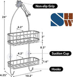 Simple Houseware Bathroom Hanging Shower Head Caddy Organizer, Silver (24 x 10.2 x 4.25 inches)