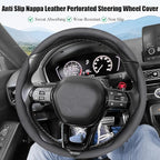Pincuttee Leather Steering Wheel Cover 3PC,Universal Steering Wheel Protector,Anti Slip Steering Wheel Wrap Cover,Car Interio