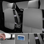 CAR PASS Gray Leather Bling Car Seat Covers Full Set, Luxury Microfiber Nappa PU Cushioned, Waterproof Anti-Slip Universal Fi