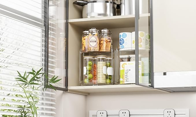Yieach Clear 360 Rotating Bathroom Counter Organizer,2 Tier Spinning Perfume Organizer and Makeup Tower for Lotion,Hair,Face 