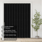 Jilron Accordian Door Curtain, 100% Blackout Folding Magnetic Doorway Curtains,Linen Style Closet Doors,for Room Divider,Priv