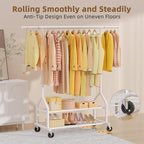 EAGMAK Heavy Duty Clothes Rack Load 556 LBS, Rolling Clothing Rack With Shelves, Height Adjustable Metal Clothes Hanger with 