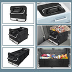 Car Trunk Organizer,Heavy Duty Collapsible 95 L Capacity Car Trunk Storage Organizer,Multi-Compartment Pockets, Adjustable Stra