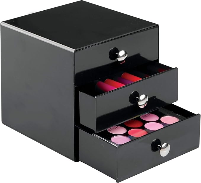 iDesign 35360 3-Drawer Plastic Vanity Organizer, Compact Storage Organization Set for Cosmetics, Dental Supplies, Hair Care, 