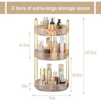 MOKANI 360 Rotating Makeup Organizer for Vanity, 3 Tier Adjustable Perfume Organizer for Dresser, Multi-Function Spinning Cos