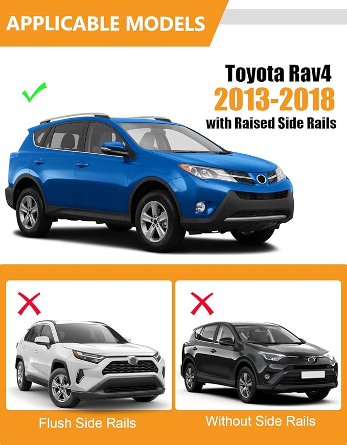 KINGGERI 300LBS Lockable Roof Rack Cross Bars Compatible with Toyota RAV4 2013-2018, Lockable Aluminum Heavy Duty Crossbar Anti-Theft Metal Lock Key Black Matte Powder Coated Non-Corrosion