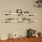 Industrial Pipe Wall Wood Shelves,Real Wooden Shelves 60" in White Color with 11.8" Extra Width, Modern Floating Shevles Book