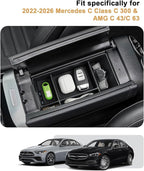 ECOZEN Center Console Organizer For 2022-2026 Mercedes C Class C 300/AMG C 43/C 63 - Armrest Box Storage Tray Compatible with 2022-2026 Mercedes C 300/ AMG C 43 C63 Accessories Armrest Organizer ABS